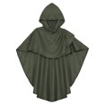 thumbnail image 3 of Fldy Kids Renaissance Hooded Cape Witch Cloak with Hood Medieval Knight Outfit Gothic Capelets Green L/成人S, 3 of 6