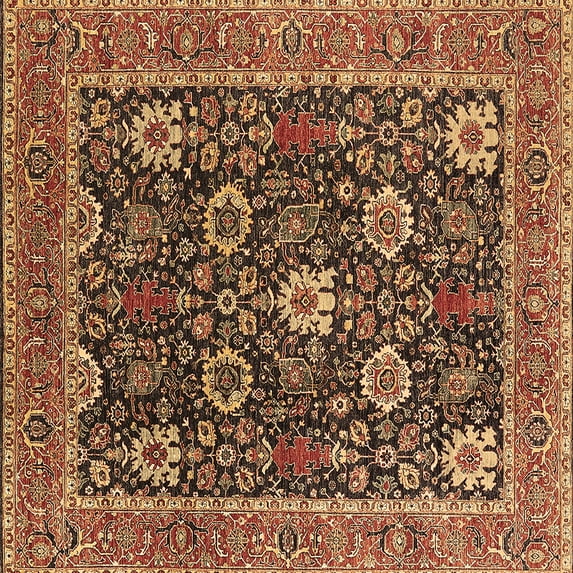 Ahgly Company Indoor Square Oriental Brown Industrial Area Rugs, 5' Square
