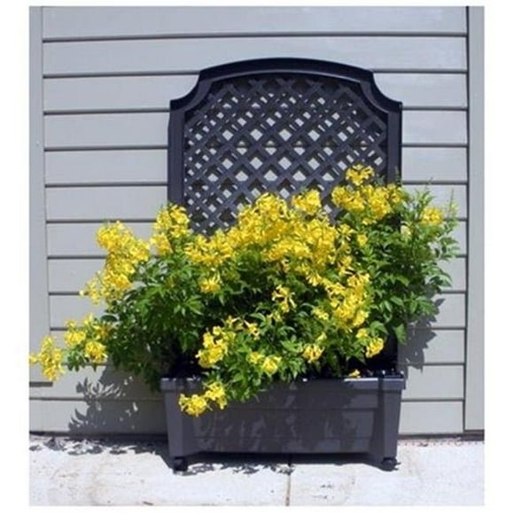 Exaco Calypso Planter 13” x 31” x 53” Grey UV-resistant Polyethylene with Built-in Reservoir