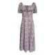 thumbnail image 3 of WILLBEST Vestido Midi Floral para Mujer, Vestido Fruncido con Abertura En El Busto, Estilo Bohemio, Cuello Cuadrado, Manga Corta, para Verano Chica, 3 of 3