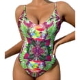 thumbnail image 2 of Aayomet Maillots de Bain Grande Taille pour Femmes Mode Conservatrice Dégradé Rayé Grande Tenue de Plage bikini,D S, 2 of 5