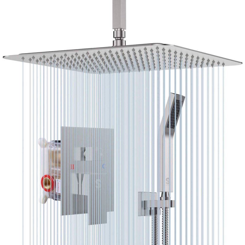 SR SUN RISE 12 inch Ceiling Mount Shower System with Rain Shower Head