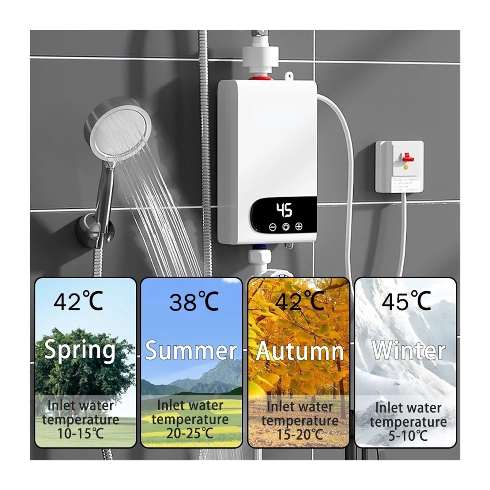 Instant Water Heater 5500W Portable Electric Heaters For Bathroom Hot Water Shower And Home Kitchen Heating ,Safety Protections
