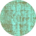 thumbnail image 1 of Ahgly Company Indoor Round Abstract Turquoise Blue Modern Area Rugs, 6' Round, 1 of 4