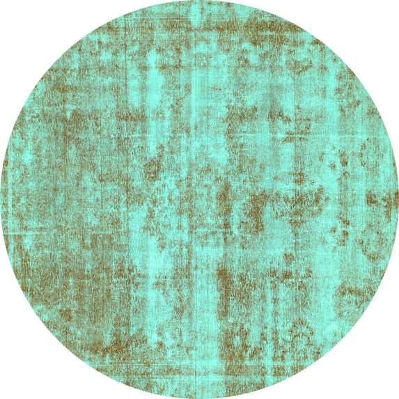 Ahgly Company Indoor Round Abstract Turquoise Blue Modern Area Rugs, 6' Round