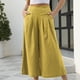 thumbnail image 2 of Pantalones plisados de cintura alta con bolsillos para mujer, pantalones anchos favorecedores de color amarillo XL, 2 of 6