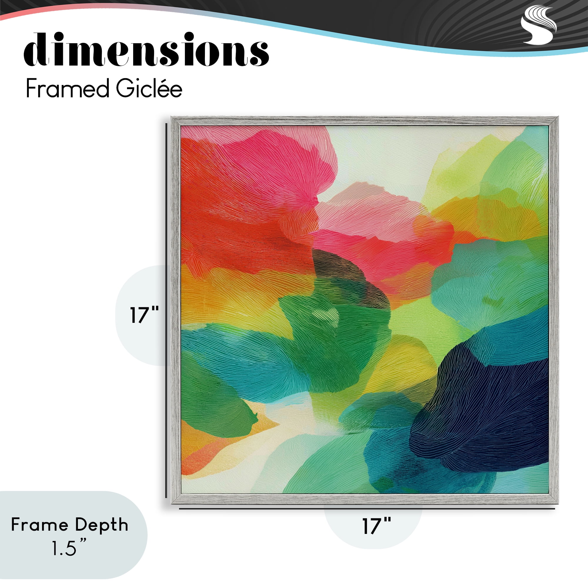 Stupell Industries Vivid Flowing Color Field Gray Framed Giclee Art, design by Chromatic Storm Studio