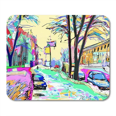LADDKE Cityscape Abstract Digital Painting of Winter Landscape Urban Nature Mousepad Mouse Pad Mouse Mat 9x10