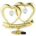 thumbnail image 4 of 24K Gold Plated Double Heart with Happy Anniversary Banner with Clear-Cut Crystals, 4 of 4