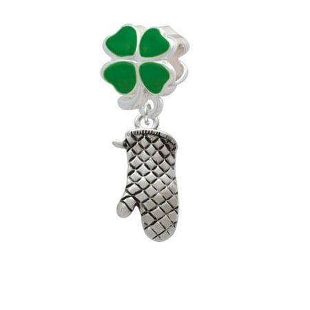 Oven Mitt - Green Four Leaf Clover Charm Bead