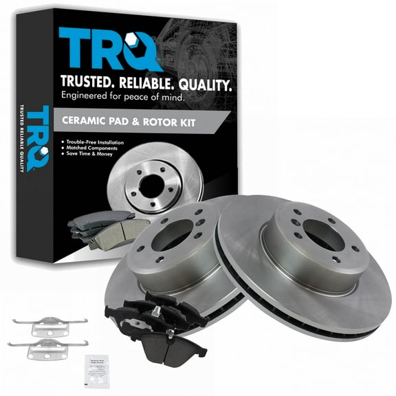 TRQ Rotor & Brake Pad Kit Ceramic Front Fits Select 04-10 BMW 5 Series