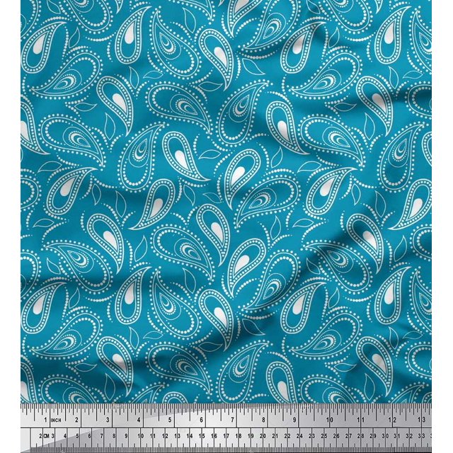 Soimoi Cotton Jersey Fabric Dot & Paisley Print Sewing Fabric Yard 58 Inch Wide