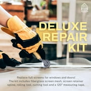 39x118 inch Windows and Screen Door Replacement Repair Kit with Tool Set for Easy Installation, Black