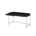 thumbnail image 6 of GZXS Contemporary Writing Desk with 2 Drawers, Black High Gloss MDF Top and Gold Electroplated Metal Base - 47"L x 20"W x 31"H, 6 of 9