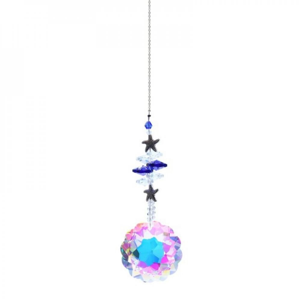 Rainbow Crystal Suncatcher Hanging Prisms Ball Pendant Window Home Decor Purple 