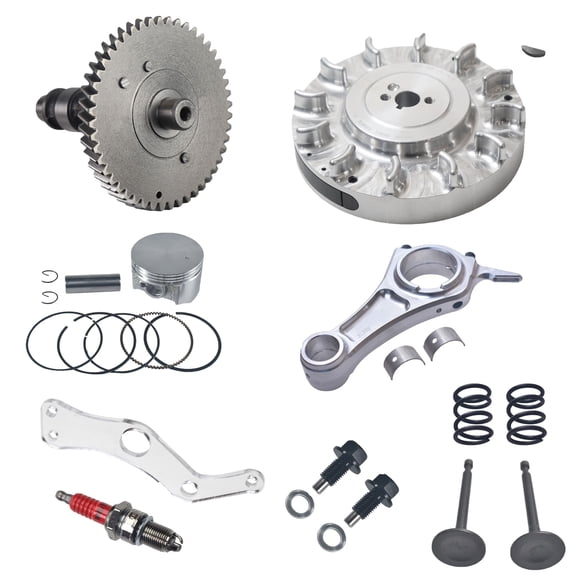 Billet Aluminum Flywheel .265 Camshaft Billet Rod（3.308）Performance Kit with 70mm Flat Top Piston 26lb Spring for 212cc Non-Hemi Predator Engines Minibike Go Kart Performance Parts
