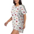 thumbnail image 2 of Haiem Cute Dinosaur Pattern Pajama Set for Women 2 Piece Lounge Set Short Sleeve Tops and Shorts Soft Sleepwear-Medium, 2 of 7