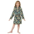 thumbnail image 6 of FORMRS Niños Bathrobe Unisex Hooded Robe Soft Plush Pajamas Sleepwear, Size 4-6T, Green Peacock Pattern, 6 of 7
