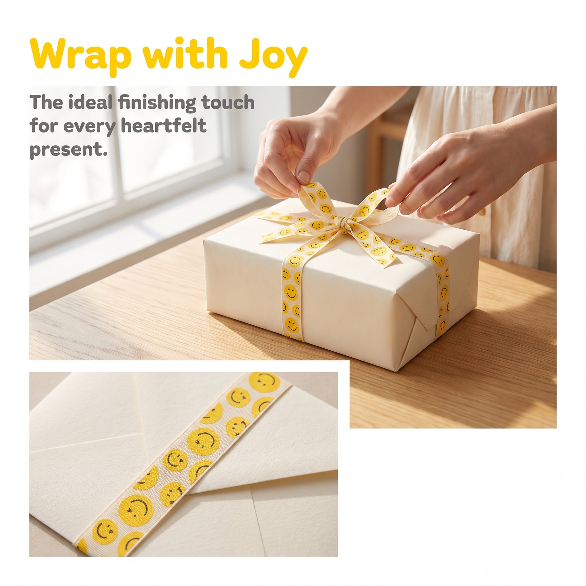Unique Bargains Vibrant Fabric Cartoon Ribbon for Creative Gift Wrapping Projects Smile
