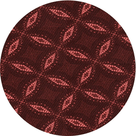 Ahgly Company Machine Washable Indoor Round Transitional Fire Brick Red Area Rugs, 3' Round