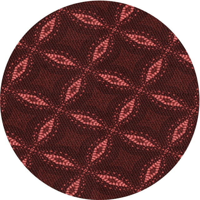 Ahgly Company Tapis de Zone Rond d'Intérieur Lavable à la Machine, Transitionnel, Rouge Brique de Feu, 8 Pieds Rond