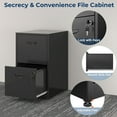thumbnail image 6 of 2 Drawer File Cabinet with Lock, Metal File Cabinets for Home Office, Under Desk Storage, Printer Stand, Office File Cabinets for Letters and File Boxes, Assembly Required, Black, 6 of 16