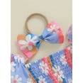 thumbnail image 6 of Suealasg 2Pcs Baby Girl Summer Outfits 3 6 12 18 Months Infant Short Sleeve Daisy Print Romper +Bow Headband Newborn Cute Clothes, 6 of 7