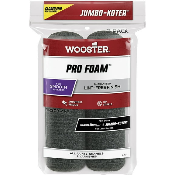 144-Pack of 4-1/2” Wooster RR308 Jumbo-Koter Pro Foam Mini-Roller Cover, 2-Pack