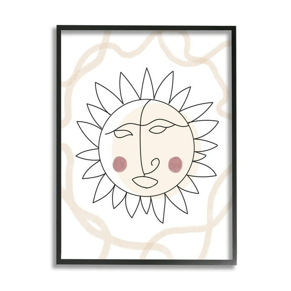 Stupell Industries Boho Sun Line Drawing Solar Rays Squiggle Framed Wall Art, 24 x 30, Design by Lil' Rue