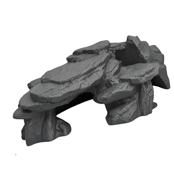 Amphibian Cave Shelter Decor for Terrarium Layouts, 3D Printed Rock Hide for Turtle Areas, Aquarium and Paludarium