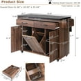 thumbnail image 4 of Farmhouse Kitchen Island with Trash Can Storage Cabinet, Kitchen Cart with Drop Leaf, Spice Rack, Towel Rack and Drawer, Rolling Kitchen Island on Wheels with Adjustable Shelf (Walnut Brown), 4 of 9