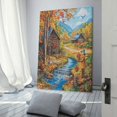 thumbnail image 3 of Canvas Wall Decor for Bedroom Autumn Cabin Fall Forest Lake Tree Leaves Scarecrow Canvas Prints Wall Art Modern Pictures Artwork Autumn Harvest Thanksgiving Canvas Print 16x24inch Framed, 3 of 8