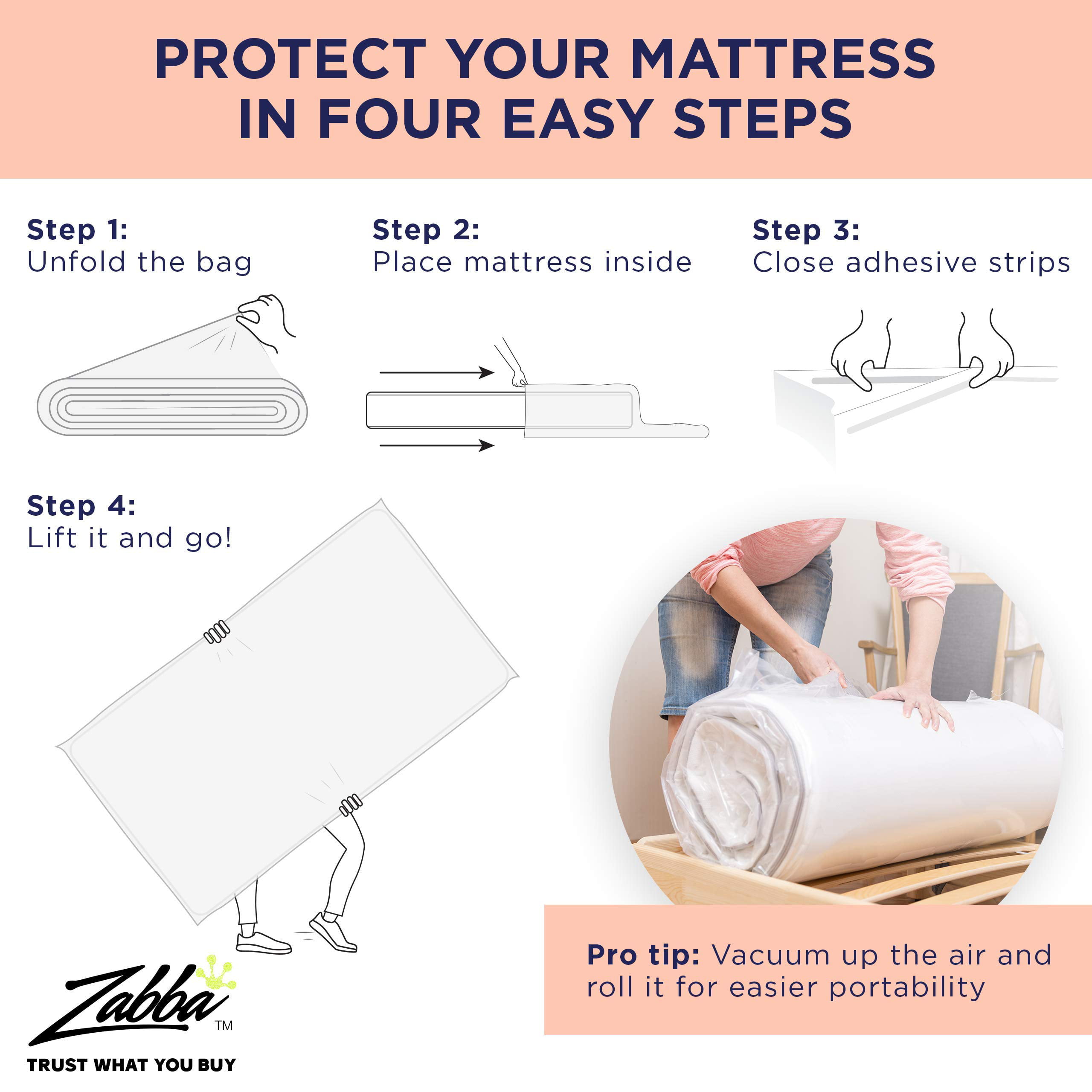 Queen Full Mattress Storage Vacuum Bag for Moving Storage, for Memory Foam  Latex Mattress Thick and Tear Resistant
