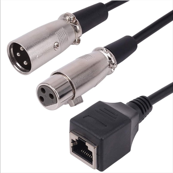 One Point Two Line RJ45 to XLR Male+Female RJ45 Female to XLR Male+XLR Male Audio Signal Transmission Short Cable 0.15m