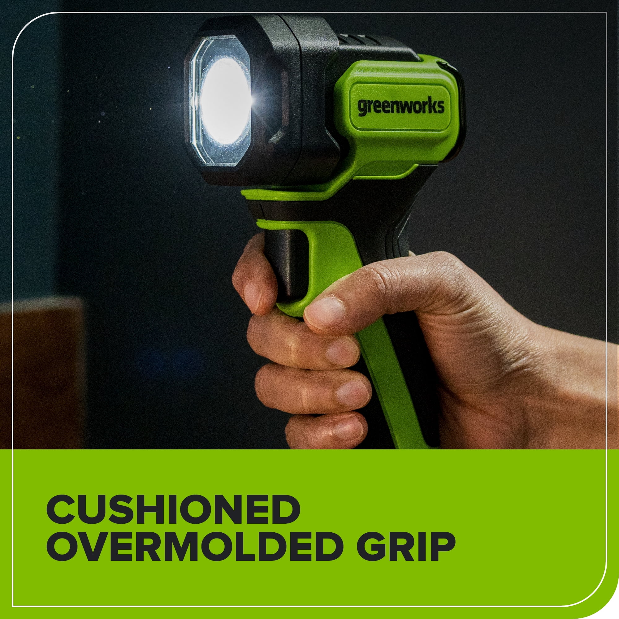 Greenworks 24V Cordless LED Flashlight Kit, 200lm Handheld Light, 2Ah Battery and Charger Included