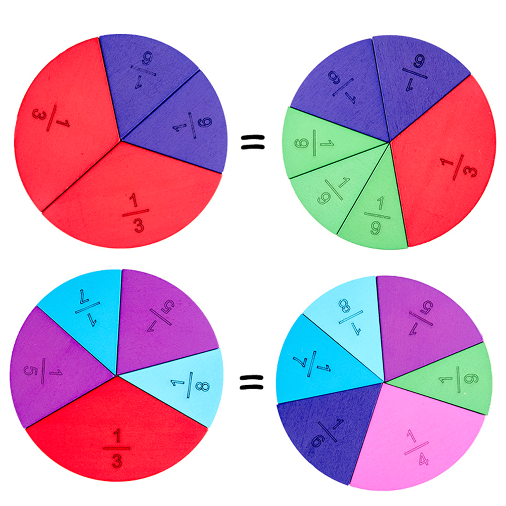 WOODEN CIRCULAR BOARD MATHEMATICS FRACTION DIVISION TEACHING AIDS TOY GIFT FADDI