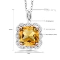 thumbnail image 5 of Gem Stone King 925 Sterling Silver Yellow Citrine Pendant Necklace for Women (3.17 Cttw, Cushion Cut 8MM, Gemstone Birthstone, with 18 inch Silver Chain), 5 of 5