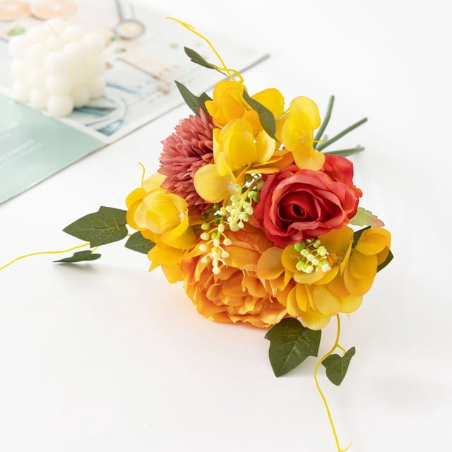 Regalo de boda que acompaña el material de la flor Simulación Peonía Rosa Hortensia Manojo de flores falsas Fotografía Decoración del hogar