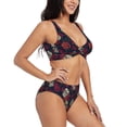 thumbnail image 2 of Kdxio Roses Skulls Print Women's 2 Piece High Waisted Wrap Spaghetti Strap Summer Swimsuit Bikini Set-XX-Large, 2 of 7