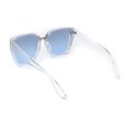 thumbnail image 4 of Womens Chic Horn RIm Style Inset Lens Squared Plastic Sunglasses Clear Gradient Blue, 4 of 4