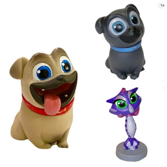 Puppy Pals Rolly Tan Dog Bingo & Hissy Purple 2” Cake Topper Pvc Figure Figurine