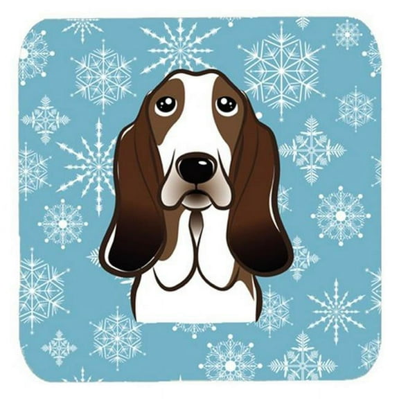 Snowflake Basset Hound Foam Coasters, Set Of 4