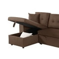thumbnail image 3 of Devion Furniture 95" Wide Reversible Fabric Sofa Bed & Chaise&Ottoman and designed arm-Color:Brown, 3 of 6
