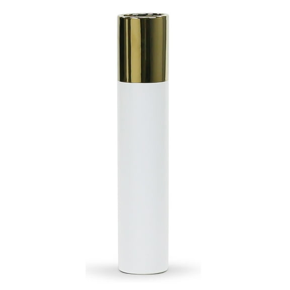 WGV Gold Topped White Ceramic Cylinder  - 4" Wide x 20" Height, Good quality, Heavy Weighted Base - 1 Pc