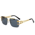thumbnail image 1 of Gafas De Sol cuadradas De lujo para hombre y mujer, lentes De Sol sin montura Vintage De diseñador De marca, gafas De Sol Retro a la moda para hombre y mujer, 1 of 5