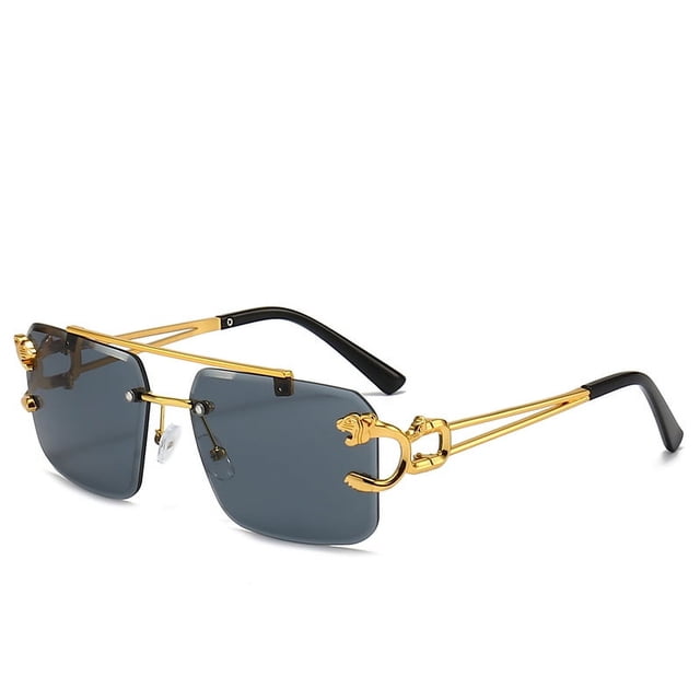 Gafas De Sol cuadradas De lujo para hombre y mujer, lentes De Sol sin montura Vintage De diseñador De marca, gafas De Sol Retro a la moda para hombre y mujer