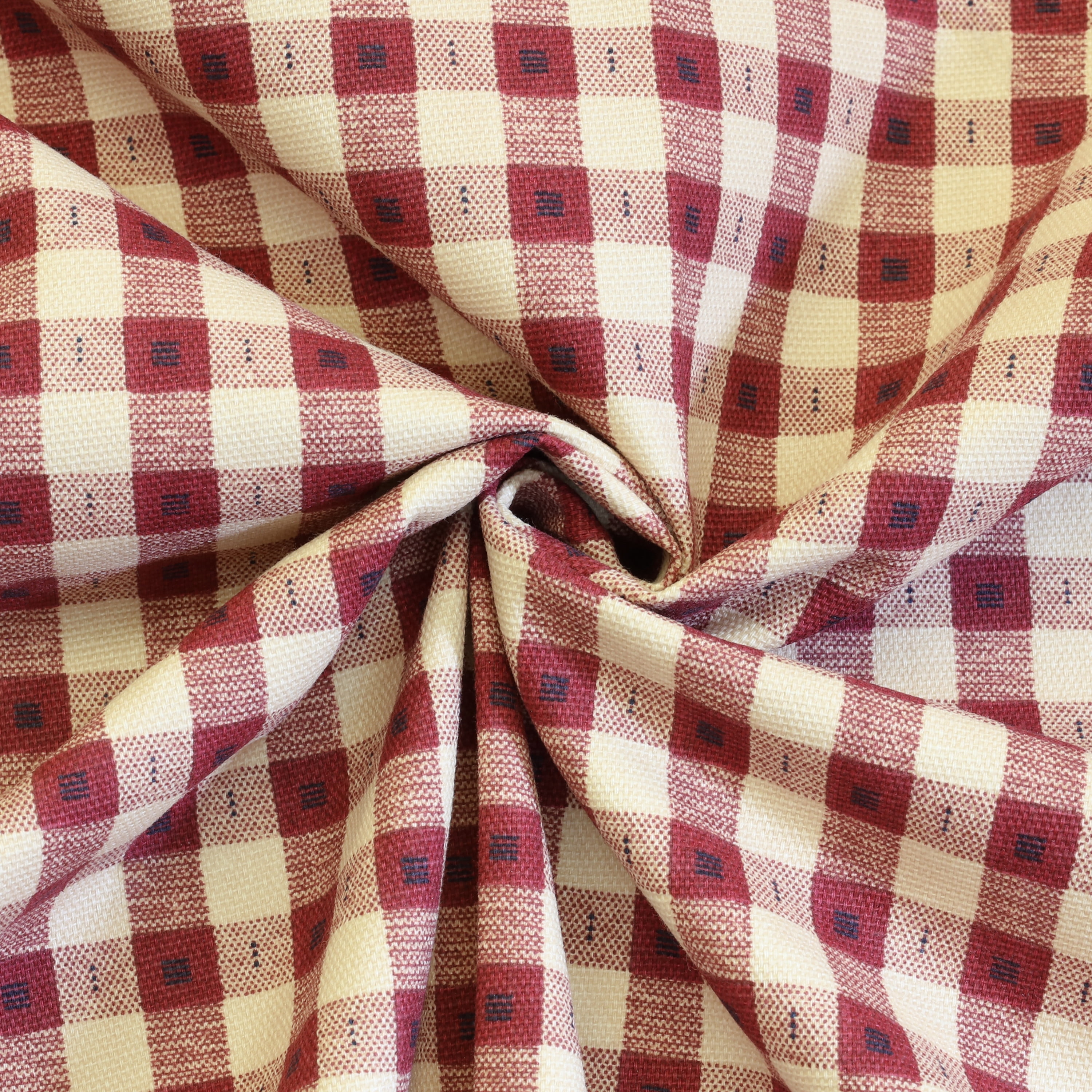 Checkers Patterned Cotton Duck Insulated Curtain Panel each 80" x 54" in Burgundy