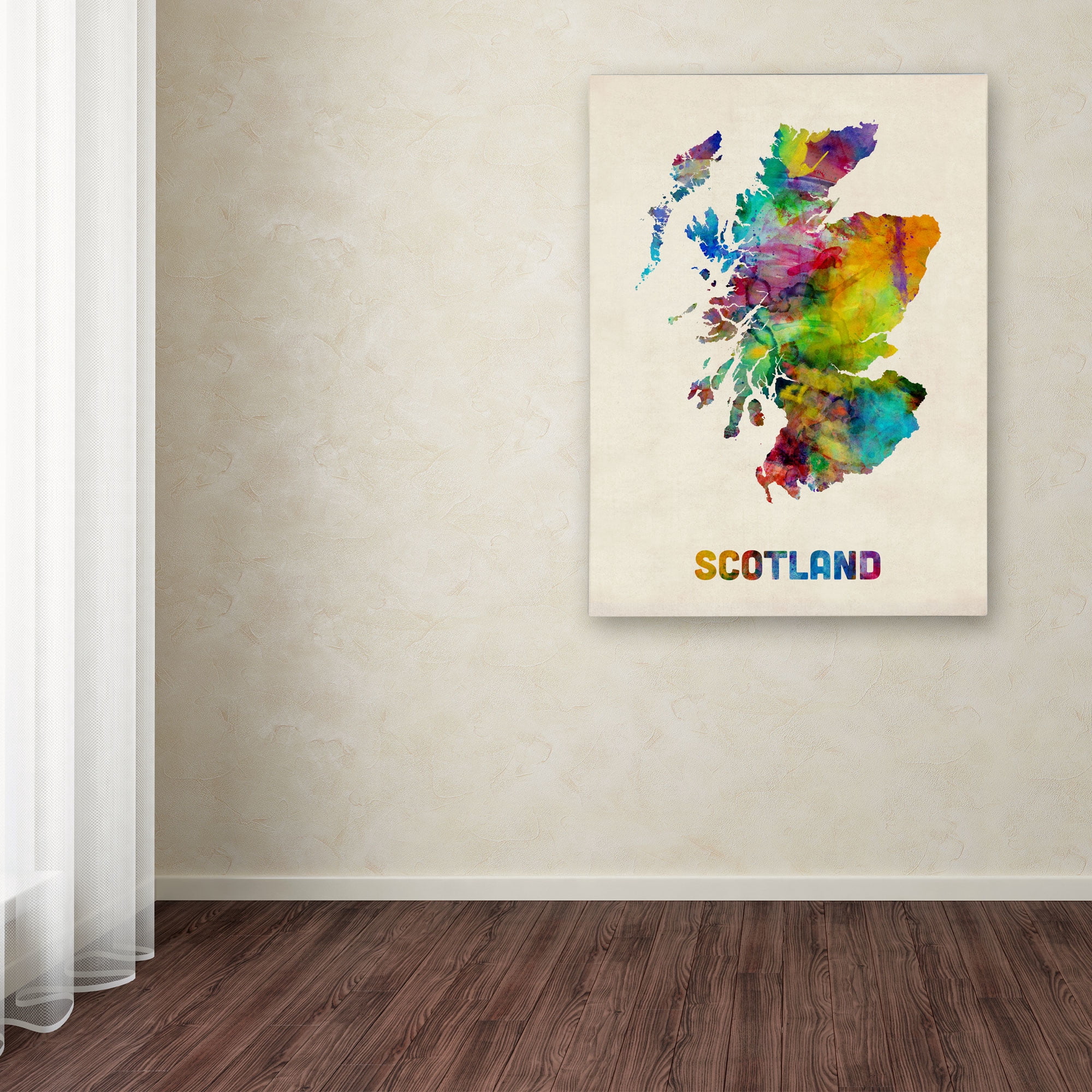 Trademark Fine Art "Scotland Watercolor Map" Canvas Art by Michael Tompsett