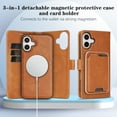 thumbnail image 2 of Allytechgroup 3 In 1 Magnetic iPhone 16e Case with Detachable Wallet & Card Holder, Compatible with Mag-safe PU Leather Folio Cover RFID Protection Phone Case for Apple iPhone 16e,Brown, 2 of 7