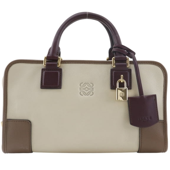 Pre-Owned Loewe Amazona handbag, canvas, beige, women's.